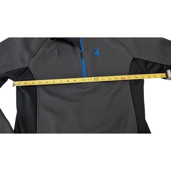 Spyder Sweater Jacket Medium Gray Black Outbound Blue Logo Quarter Zip - Picture 10 of 10